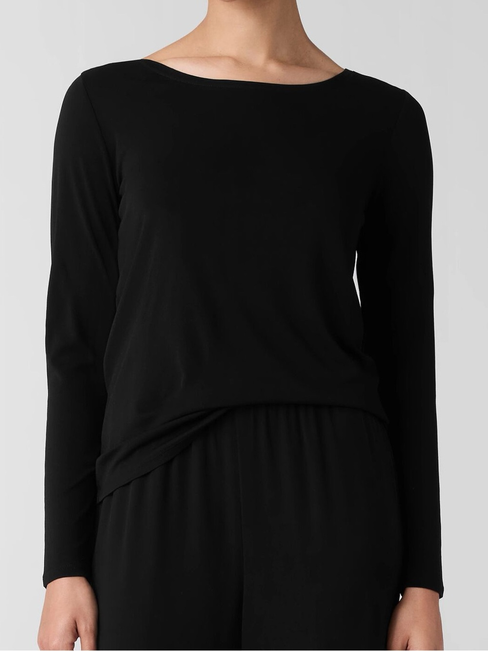 Eileen Fisher Stretch Silk Jersey Scoop Neck Top size PS